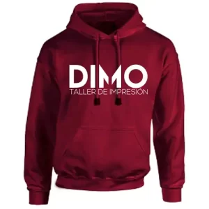 Buso hoodie prenda color rojo oscuro personalizado